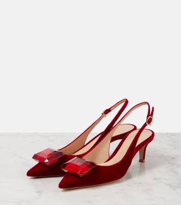 Jaipur 55 velvet slingback pumps | Gianvito Rossi