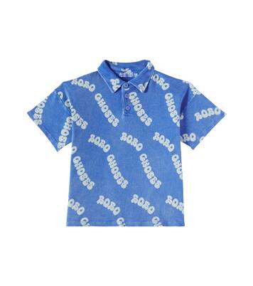Printed waffle-knit cotton polo shirt | Bobo Choses