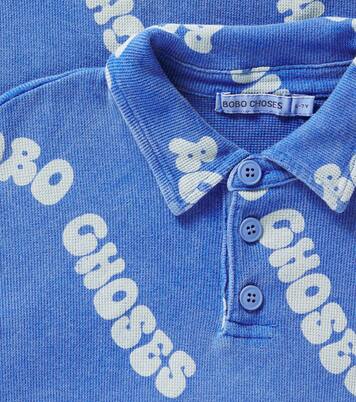 Printed waffle-knit cotton polo shirt | Bobo Choses