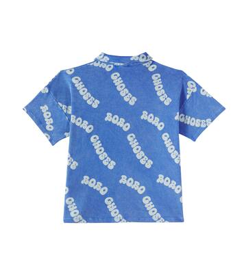Printed waffle-knit cotton polo shirt | Bobo Choses