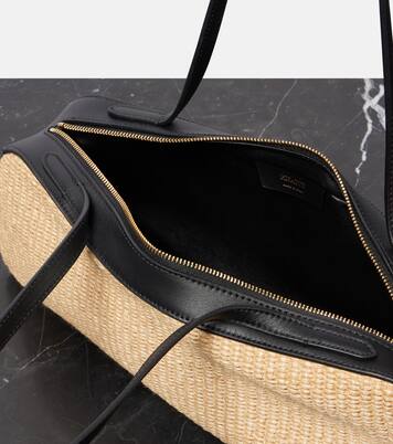 Simona leather-trimmed raffia shoulder bag | Khaite