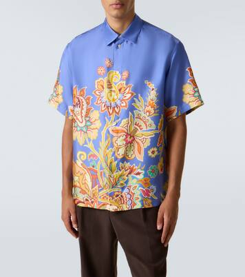 Camicia bowling in seta con stampa floreale  | Etro