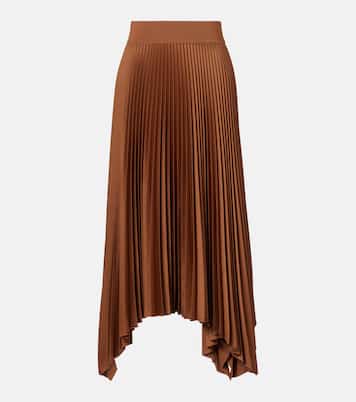 Ade plissé asymmetric crêpe midi skirt | Joseph