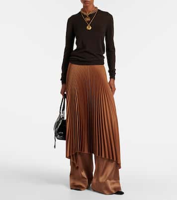 Ade plissé asymmetric crêpe midi skirt | Joseph