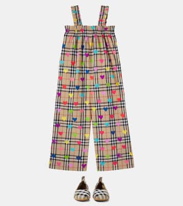 Burberry Check printed cotton overalls | Burberry Kids