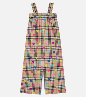 Burberry Check printed cotton overalls | Burberry Kids