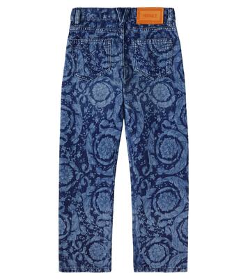 Barocco printed straight-leg jeans | Versace Kids
