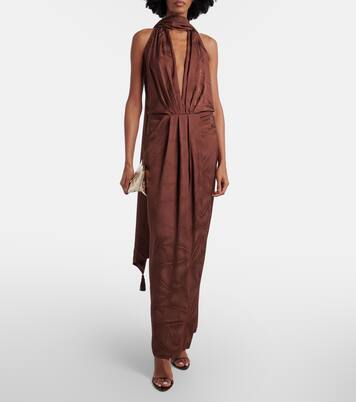 Halterneck jacquard maxi dress | Johanna Ortiz