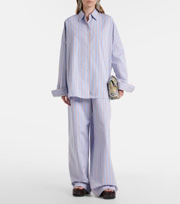 스트라이프 코튼 와이드 팬츠 | Dries Van Noten