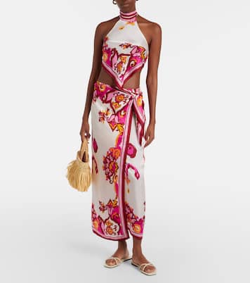 Top Giulia floral con cuello halter | Poupette St Barth