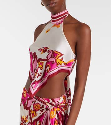 Top Giulia floral con cuello halter | Poupette St Barth