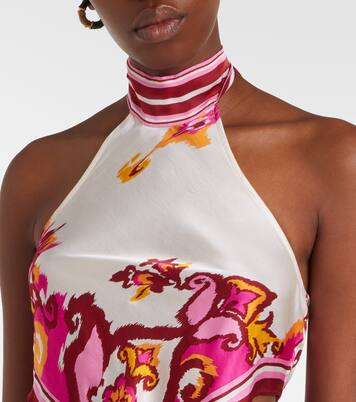 Top Giulia floral con cuello halter | Poupette St Barth