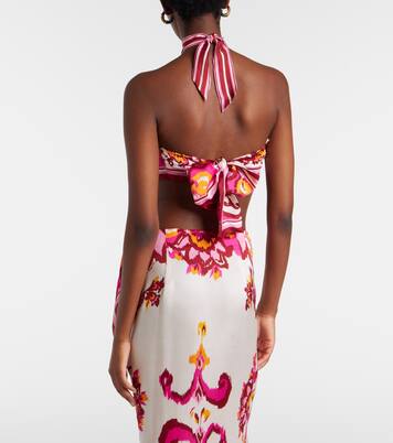 Top Giulia floral con cuello halter | Poupette St Barth