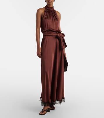Nina halterneck satin maxi dress | Poupette St Barth