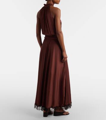 Nina halterneck satin maxi dress | Poupette St Barth