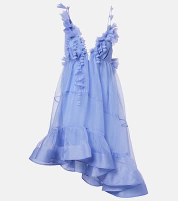 Como asymmetric floral-appliqué silk minidress | Zimmermann