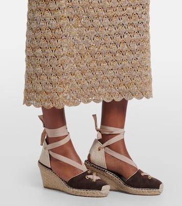 Open-knit linen-blend lamé midi dress | Valentino