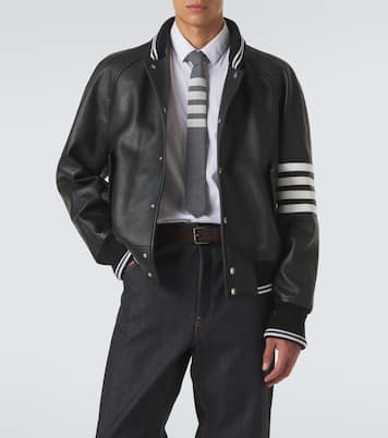 4-Bar leather bomber jacket | Thom Browne