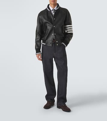 4-Bar leather bomber jacket | Thom Browne