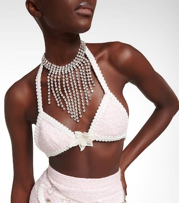 Soutien-gorge brodé en coton mélangé | Alessandra Rich