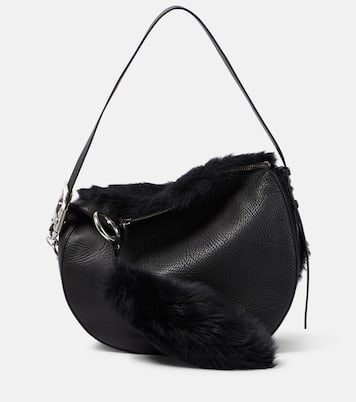 Knight Medium leather and shearling shoulder bag | Burberry