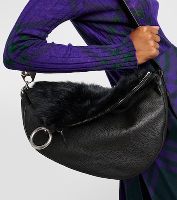 Knight Medium leather and shearling shoulder bag | Burberry