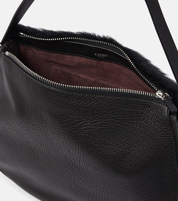 Knight Medium leather and shearling shoulder bag | Burberry