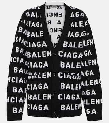 Logo jacquard wool-blend cardigan | Balenciaga