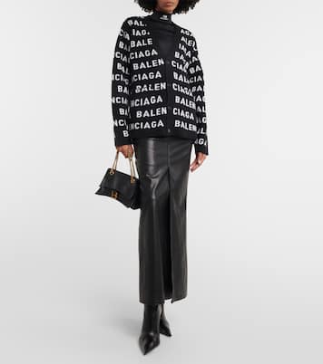 Logo jacquard wool-blend cardigan | Balenciaga