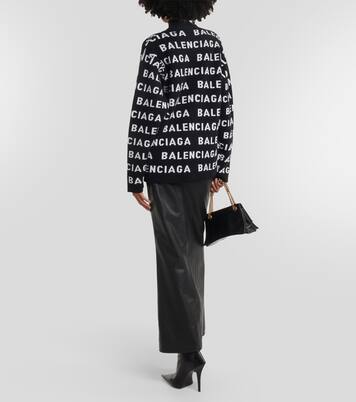 Logo jacquard wool-blend cardigan | Balenciaga