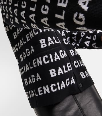 Logo jacquard wool-blend cardigan | Balenciaga
