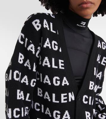 Logo jacquard wool-blend cardigan | Balenciaga