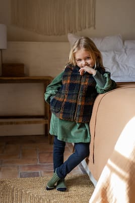 Bebé - chaleco Lars de teddy a cuadros | 1 + in the Family