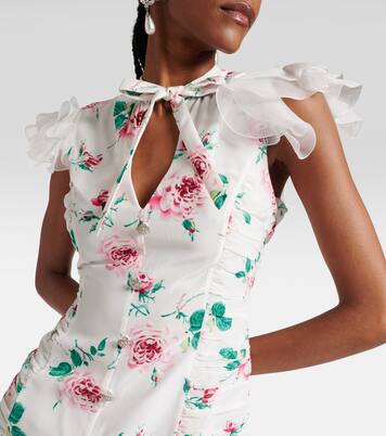 Robe midi en soie à fleurs | Alessandra Rich