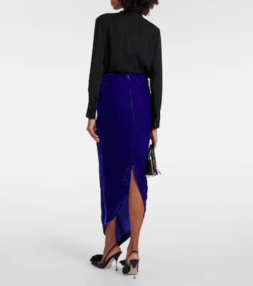 Floral-appliqué velvet maxi skirt | Didu