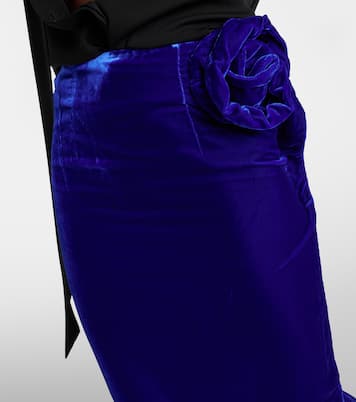 Floral-appliqué velvet maxi skirt | Didu