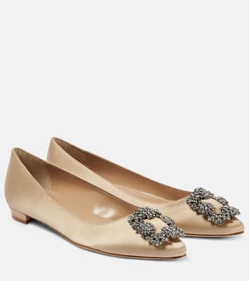 Hangisiflat 70 embellished satin ballet flats | Manolo Blahnik