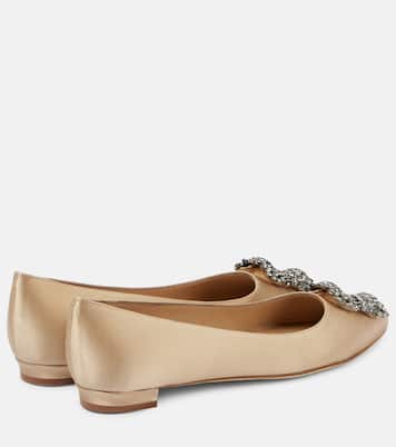 Hangisiflat 70 embellished satin ballet flats | Manolo Blahnik