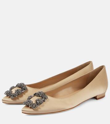 Hangisiflat 70 embellished satin ballet flats | Manolo Blahnik