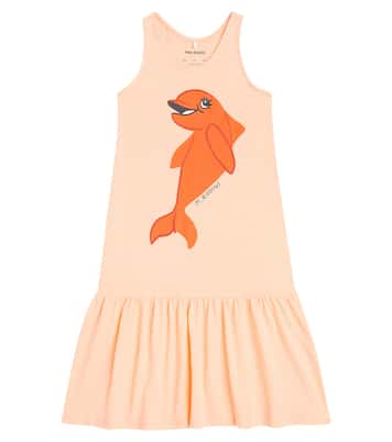 Dolphin cotton jersey dress | Mini Rodini