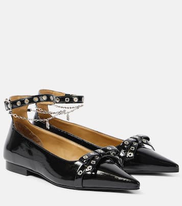 Eyelets Jewel faux leather ballet flats | Ganni