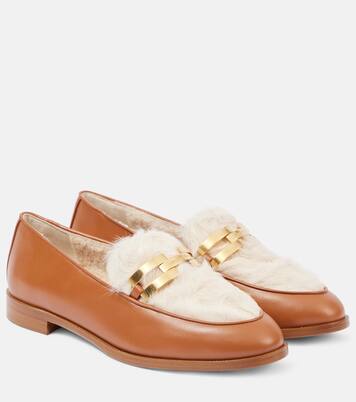 Loafers Brandi aus Leder mit Shearling | Aquazzura