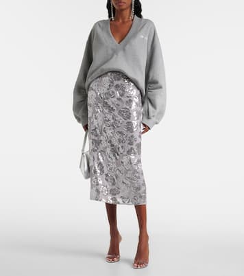 Jupe crayon à sequins et à fleurs | Rotate