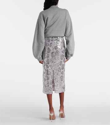 Jupe crayon à sequins et à fleurs | Rotate