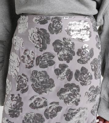 Jupe crayon à sequins et à fleurs | Rotate