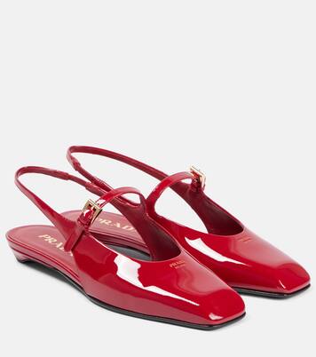 Patent leather slingback flats | Prada
