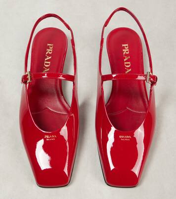 Patent leather slingback flats | Prada