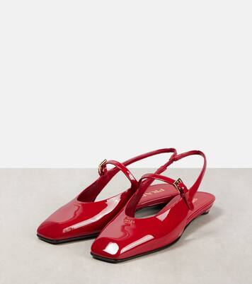 Patent leather slingback flats | Prada