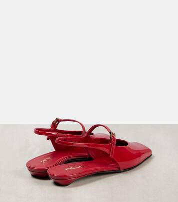 Patent leather slingback flats | Prada