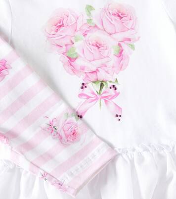 Baby floral striped cotton-blend top and leggings set | Monnalisa